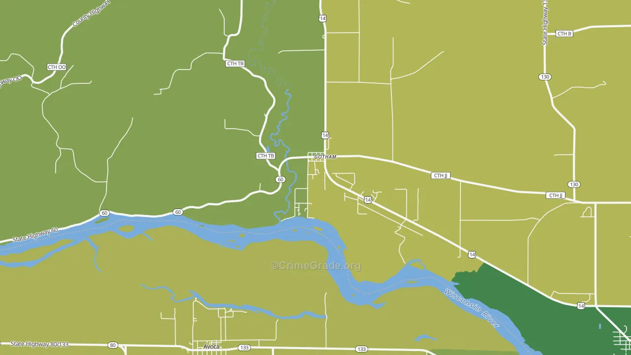 Gotham, WI Map of Drug-Related Crime Rates