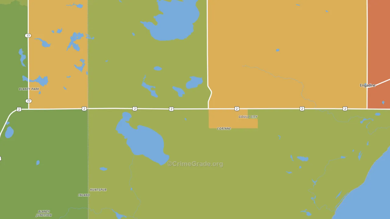 Gould City, MI Map of Drug-Related Crime Rates