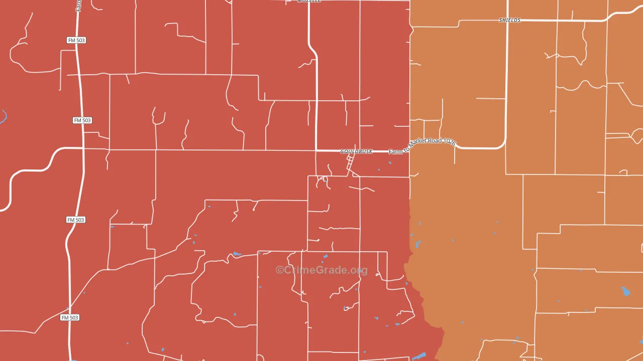 Gouldbusk, TX Map of Drug-Related Crime Rates