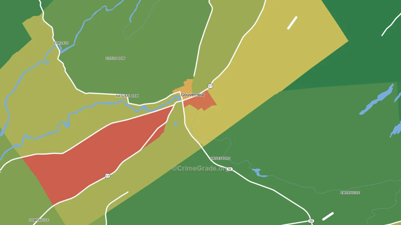 Gouverneur, NY Map of Drug-Related Crime Rates