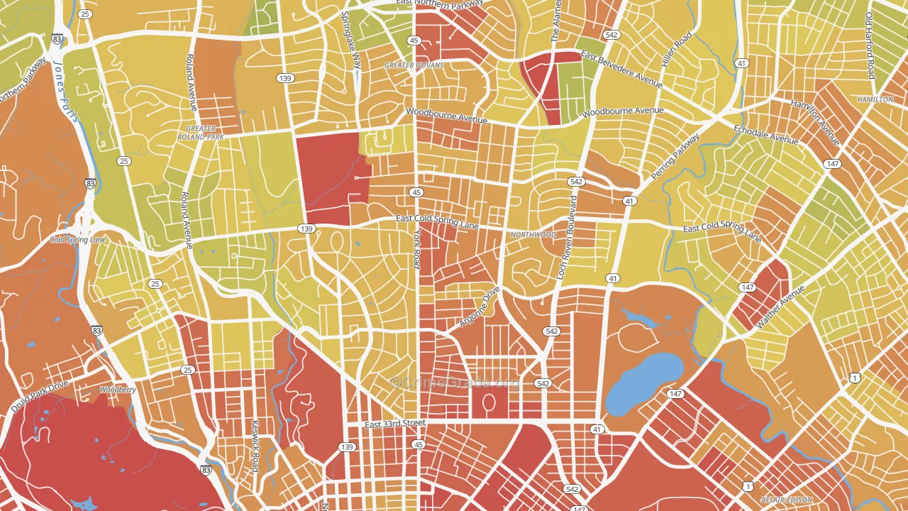 Govans, Baltimore, MD Map of Drug-Related Crime Rates