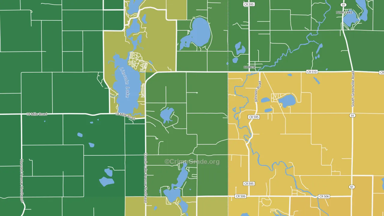 Gowen, MI Map of Drug-Related Crime Rates