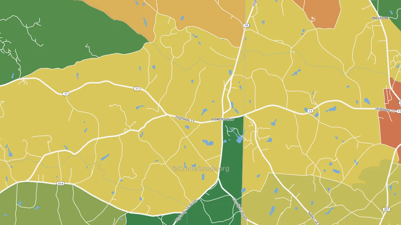 Gowensville, SC Map of Drug-Related Crime Rates