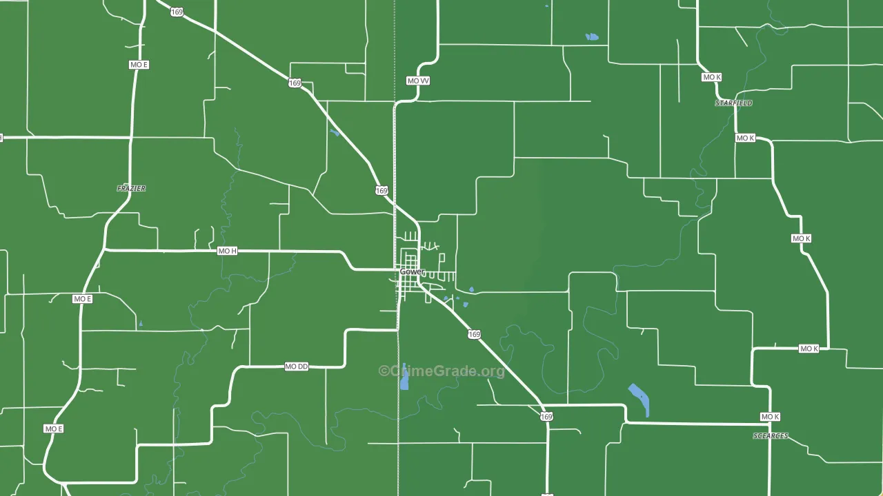 Gower, MO Map of Drug-Related Crime Rates