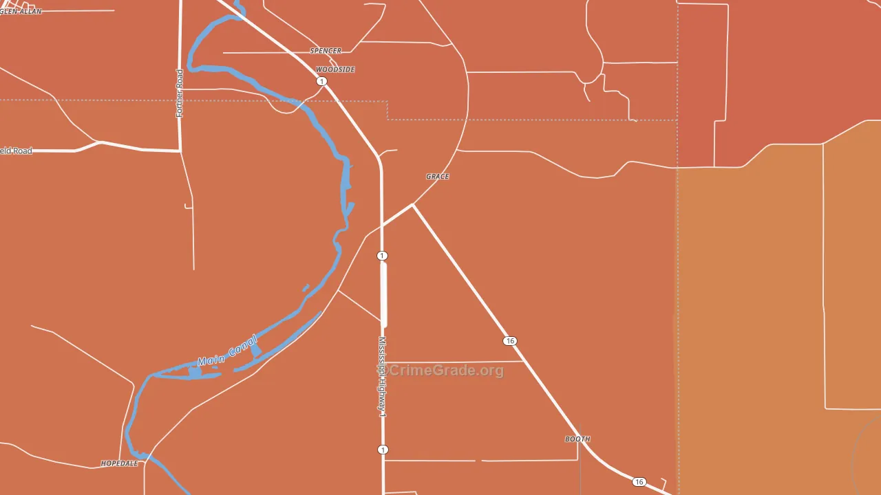 Grace, MS Map of Drug-Related Crime Rates