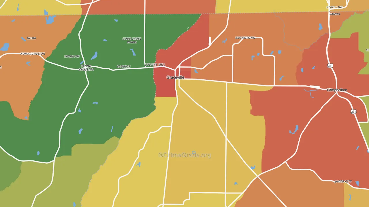 Graceville, FL Map of Drug-Related Crime Rates