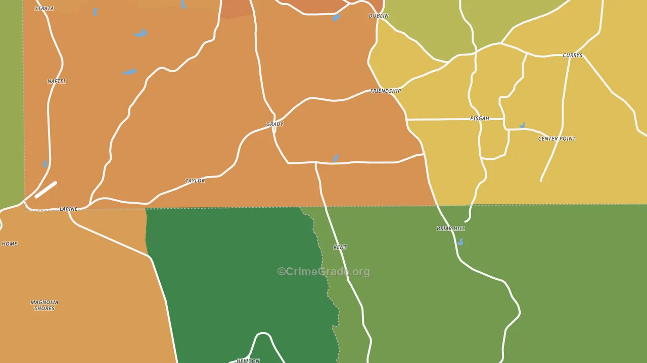 Grady, AL Map of Drug-Related Crime Rates