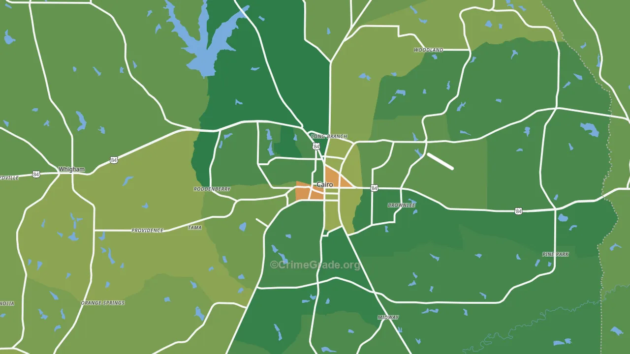 Grady County, GA Map of Drug-Related Crime Rates