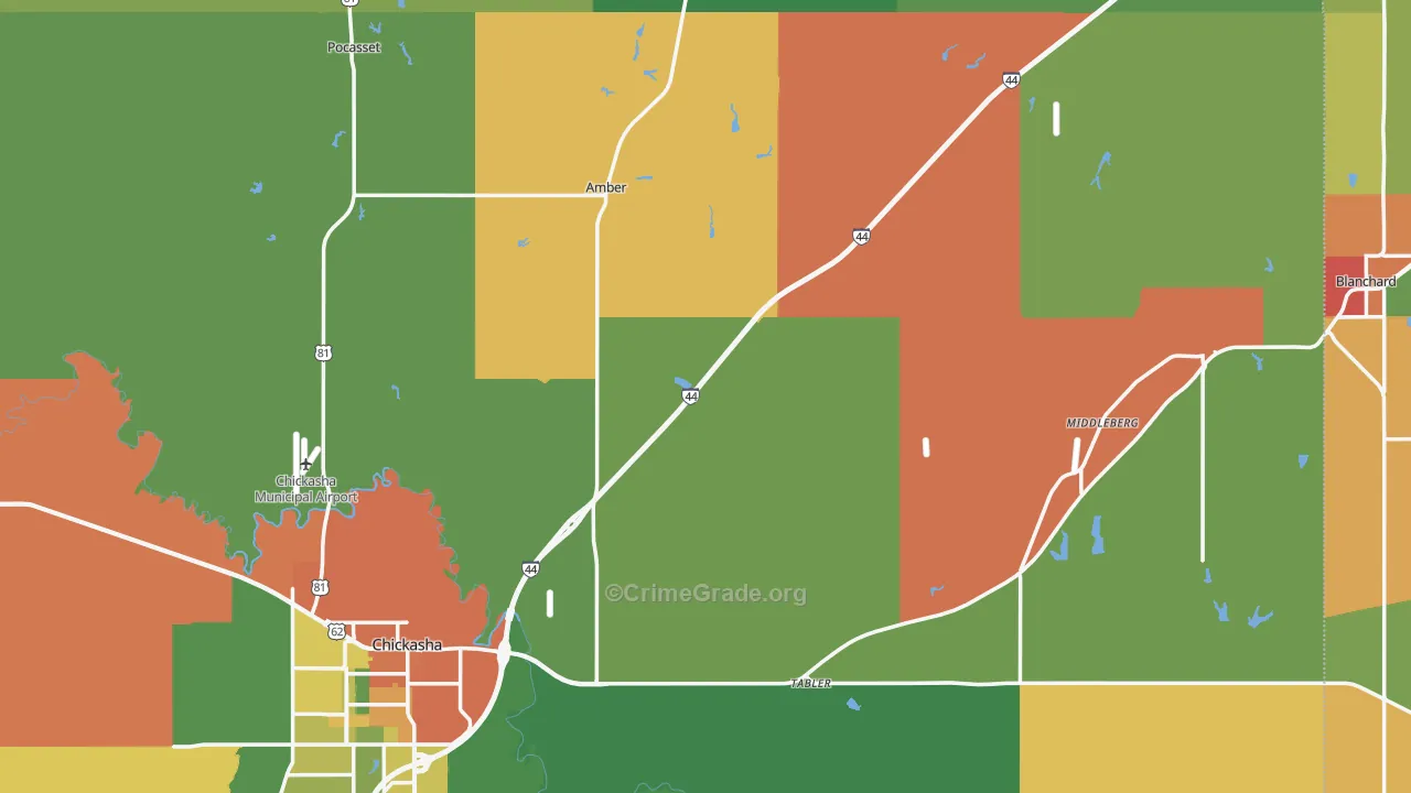 Grady County, OK Map of Drug-Related Crime Rates