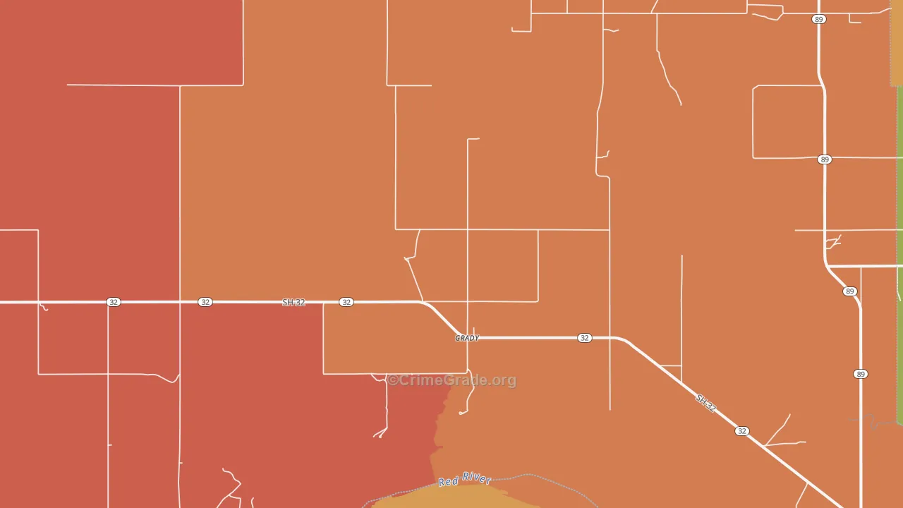 Grady, OK Map of Drug-Related Crime Rates