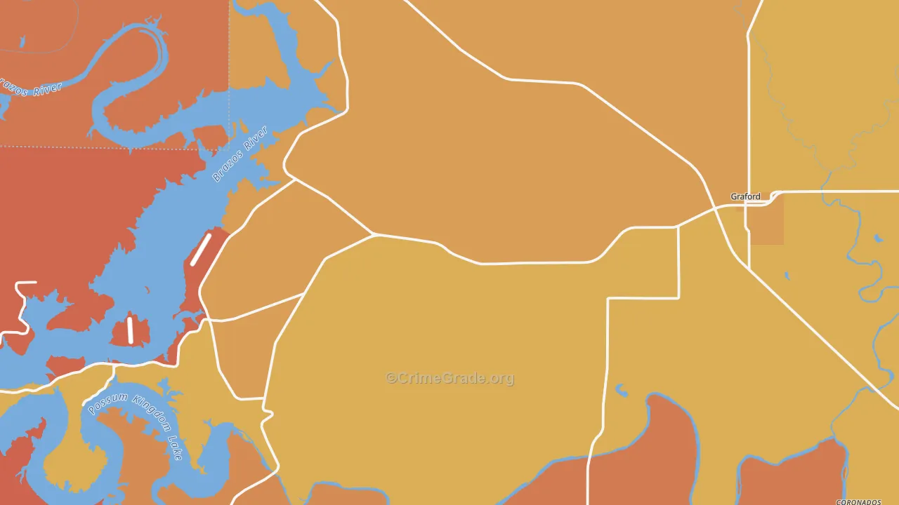Graford, TX Map of Drug-Related Crime Rates