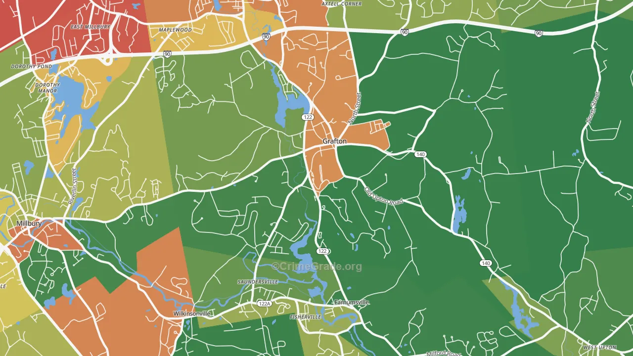 Grafton, MA Map of Drug-Related Crime Rates