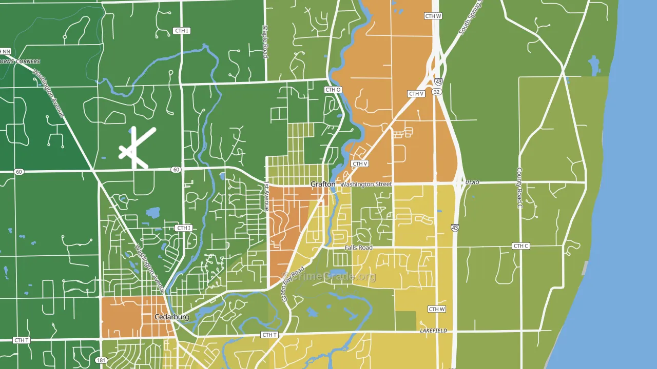 Grafton, WI Map of Drug-Related Crime Rates