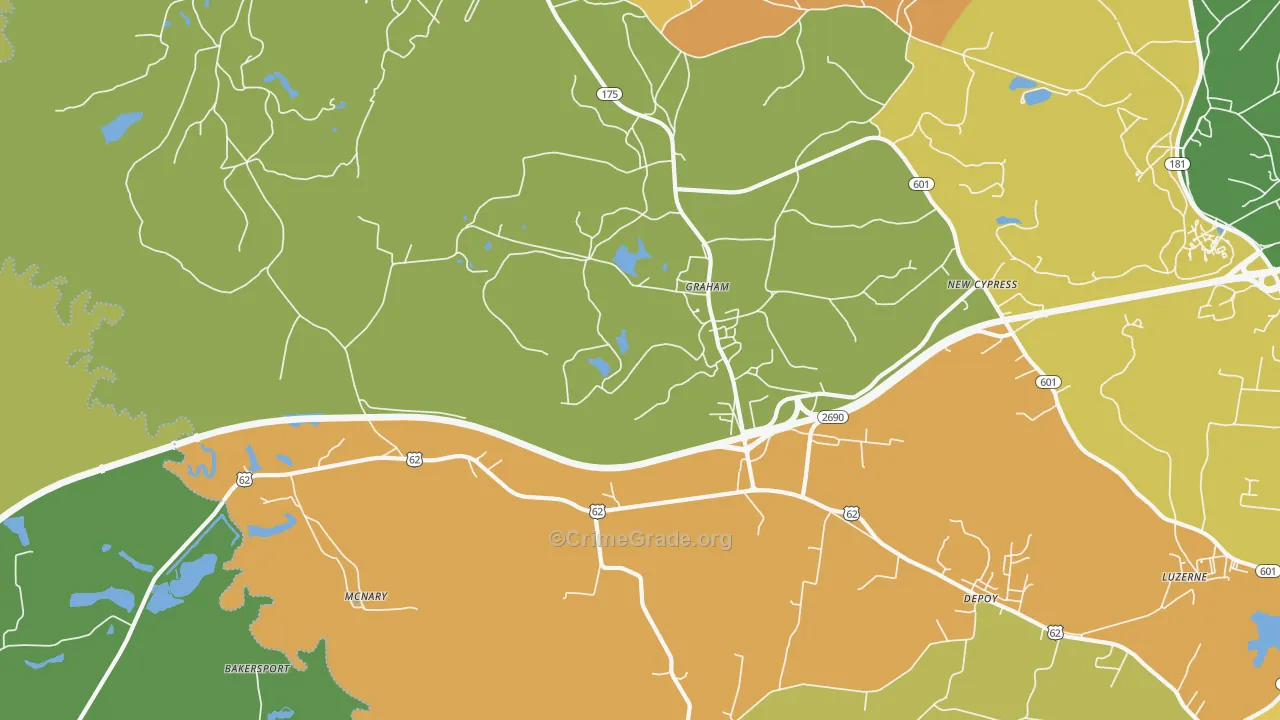 Graham, KY Map of Drug-Related Crime Rates