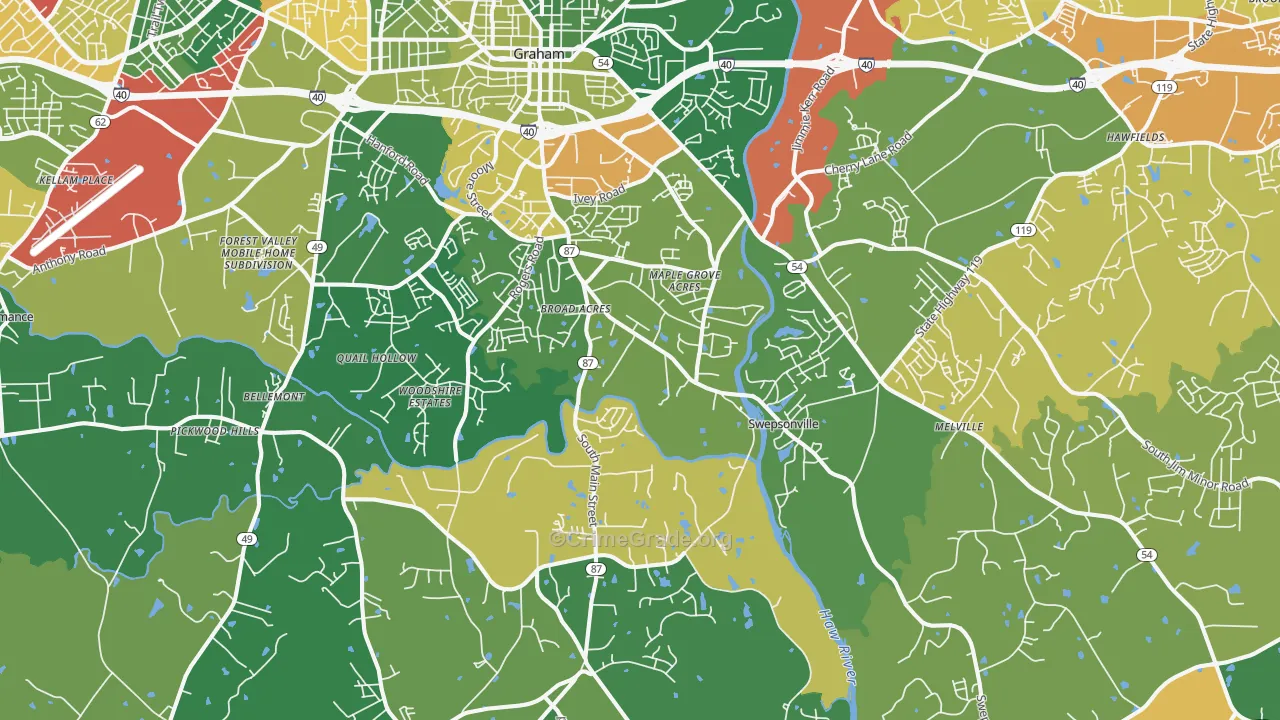 Graham, NC Map of Drug-Related Crime Rates