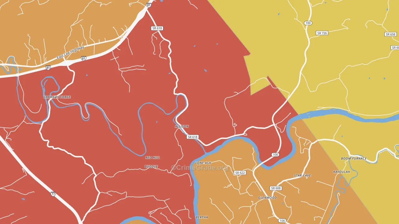 Grahams Forge, VA Map of Drug-Related Crime Rates