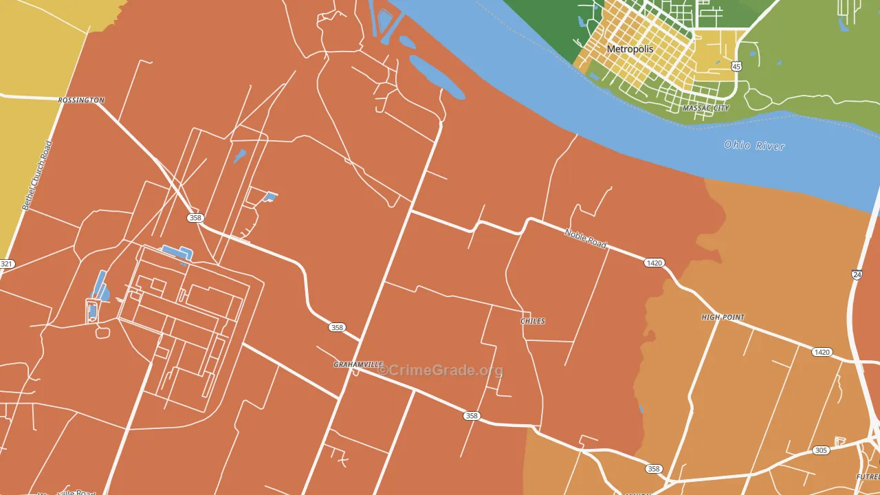 Grahamville, KY Map of Drug-Related Crime Rates
