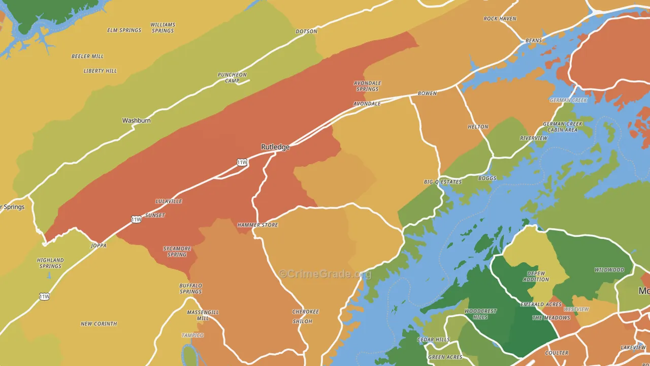 Grainger County, TN Map of Drug-Related Crime Rates