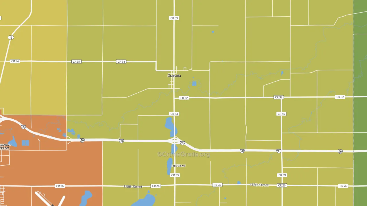 Granada, MN Map of Drug-Related Crime Rates