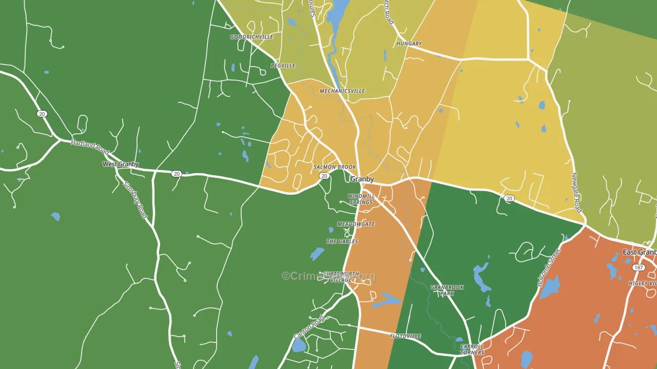Granby, CT Map of Drug-Related Crime Rates