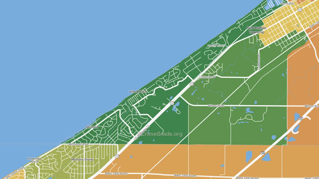 Grand Beach, MI Map of Drug-Related Crime Rates