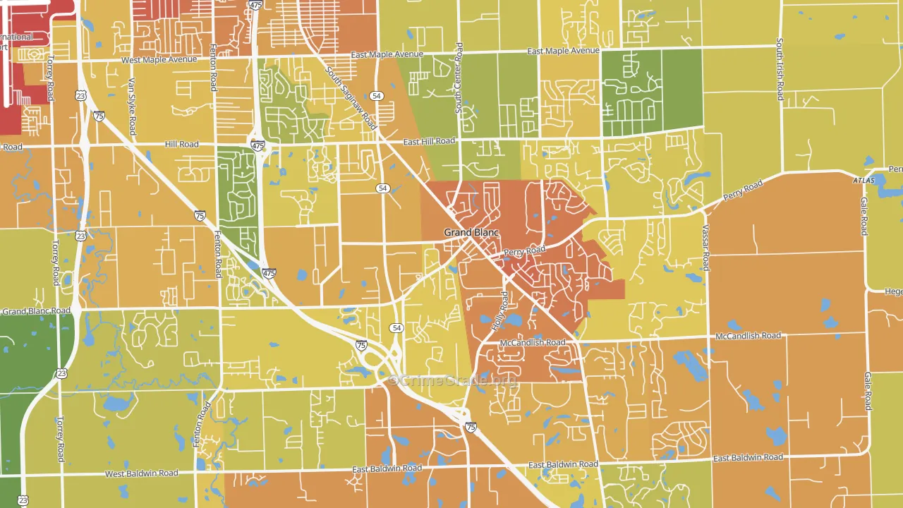 Grand Blanc, MI Map of Drug-Related Crime Rates