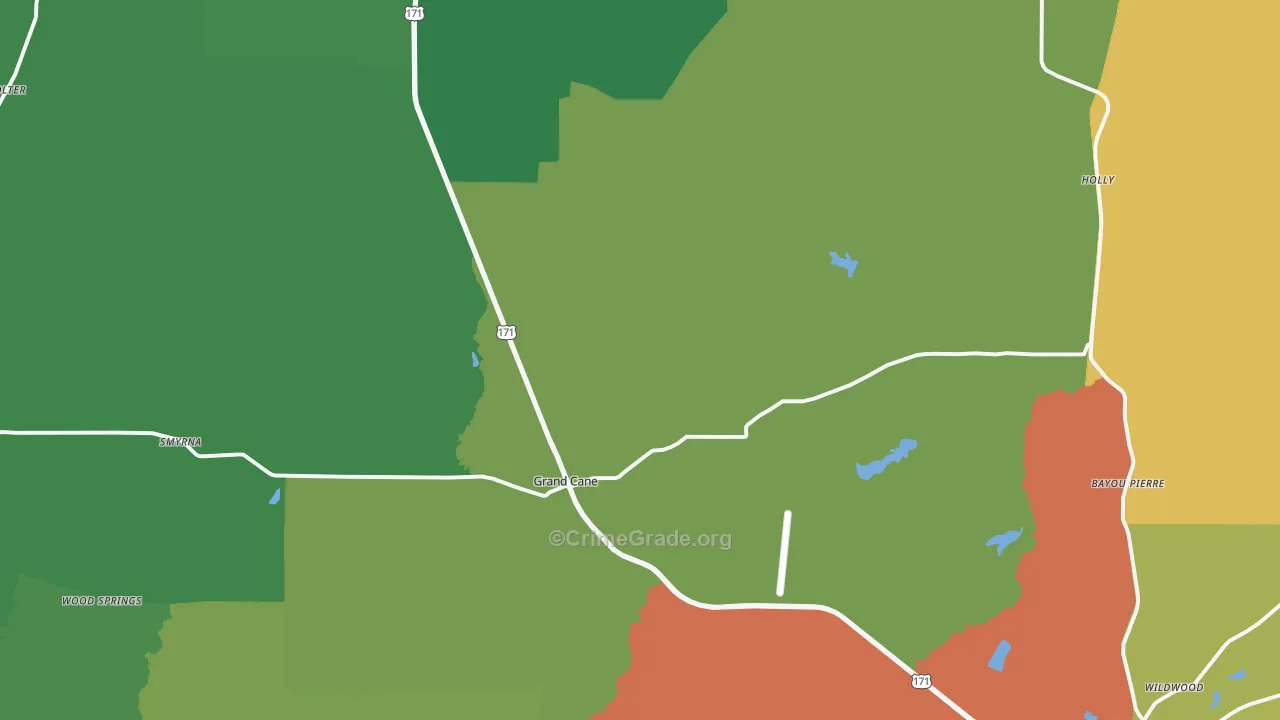 Grand Cane, LA Map of Drug-Related Crime Rates