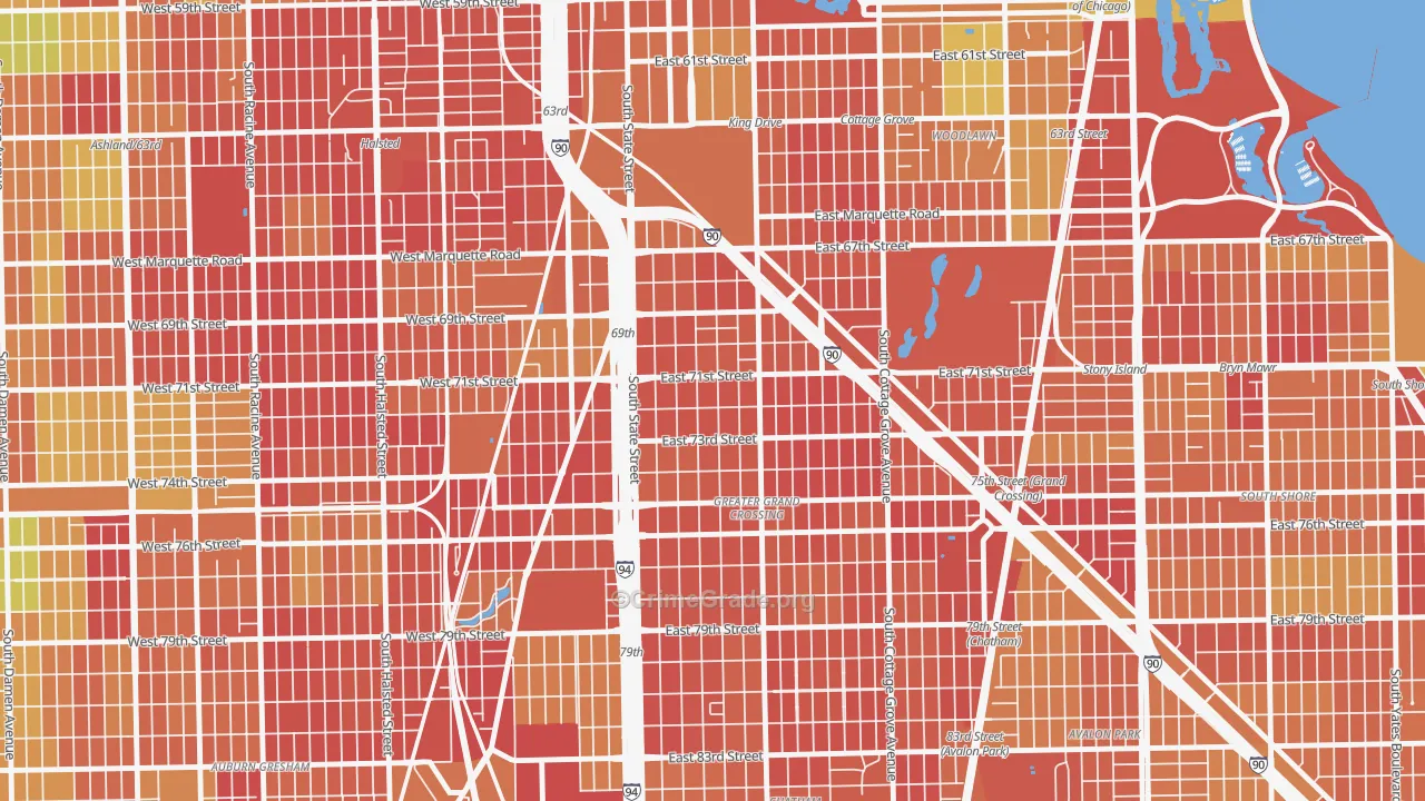 Grand Crossing, Chicago, IL Map of Drug-Related Crime Rates