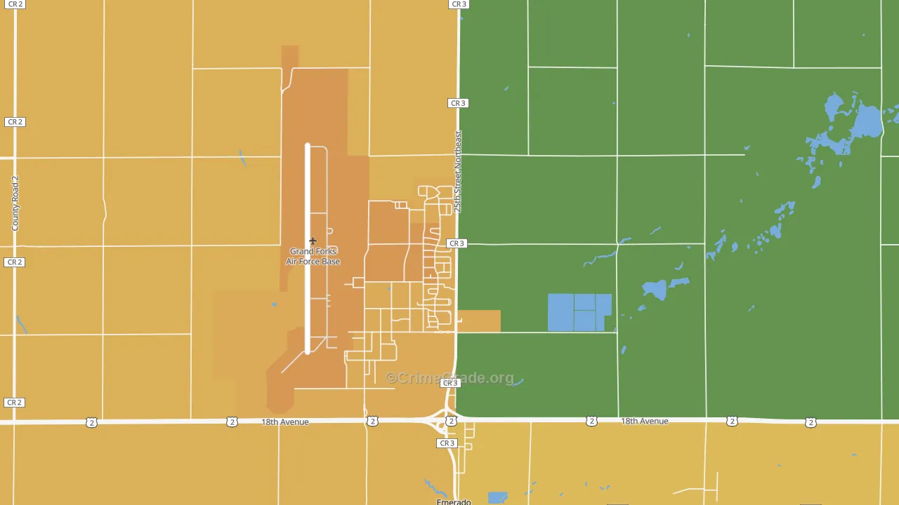 Grand Forks Afb, ND Map of Drug-Related Crime Rates