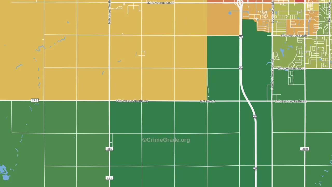 Grand Forks Air Force Base, ND Map of Drug-Related Crime Rates