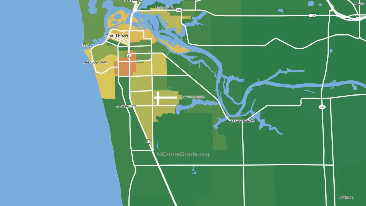 Grand Haven, MI Map of Drug-Related Crime Rates