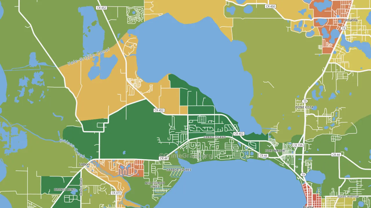 Grand Island, FL Map of Drug-Related Crime Rates