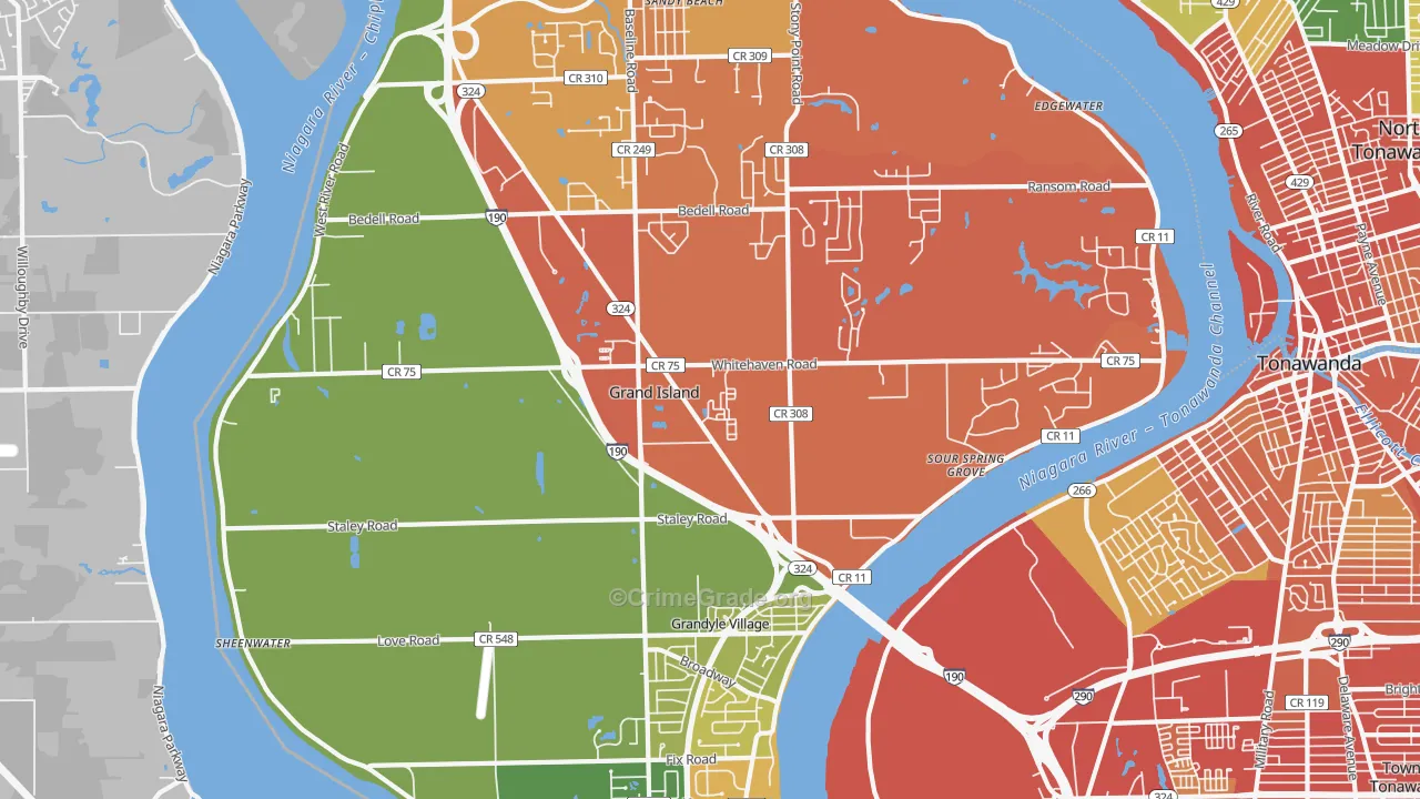 Grand Island, NY Map of Drug-Related Crime Rates