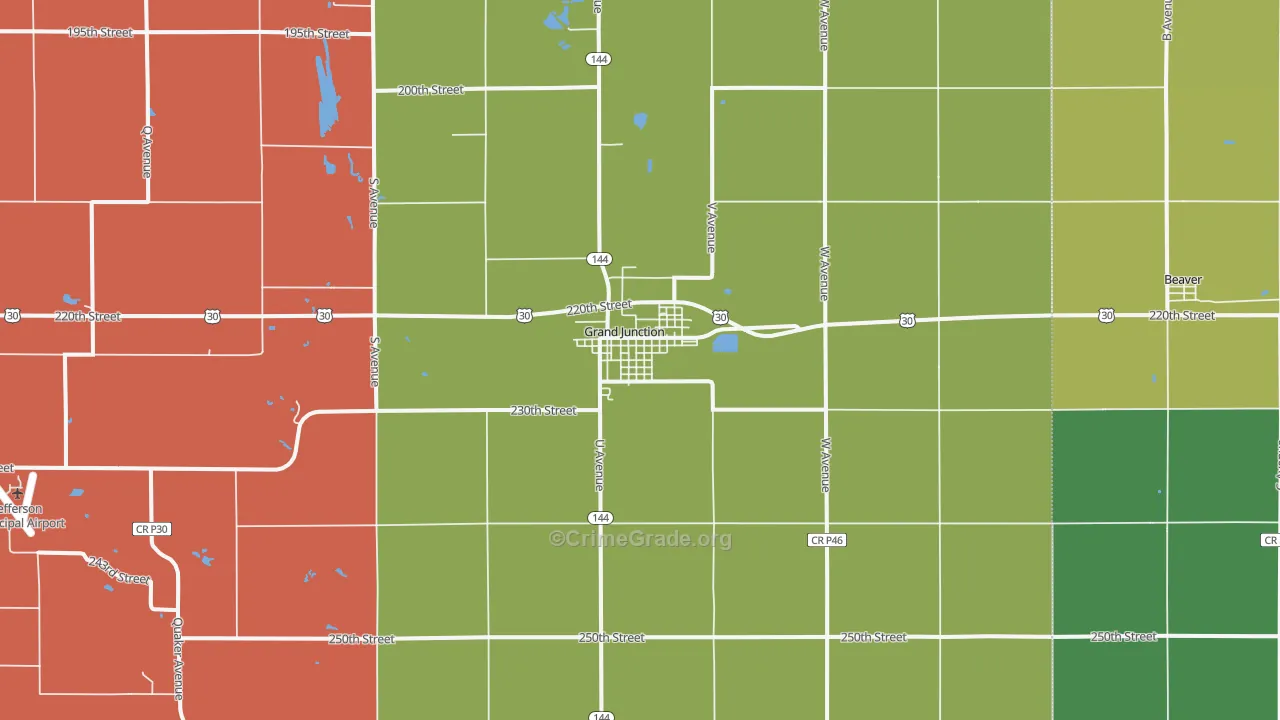 Grand Junction, IA Map of Drug-Related Crime Rates