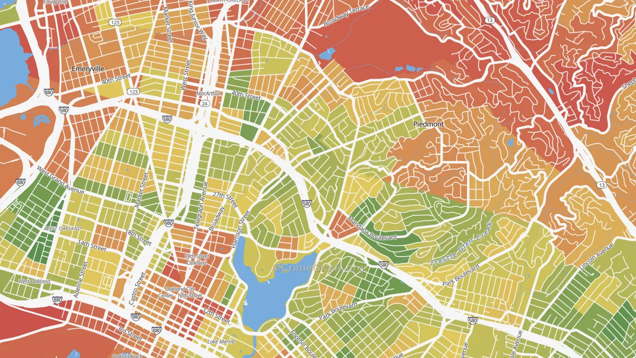 Grand Lake, Oakland, CA Map of Drug-Related Crime Rates
