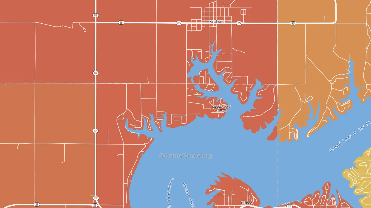 Grand Lake Towne, OK Map of Drug-Related Crime Rates