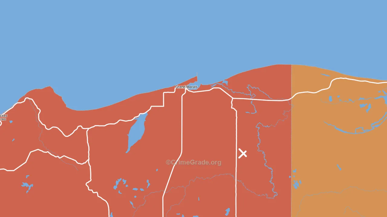 Grand Marais, MI Map of Drug-Related Crime Rates