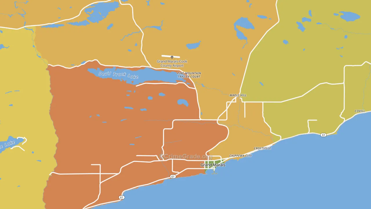 Grand Marais, MN Map of Drug-Related Crime Rates