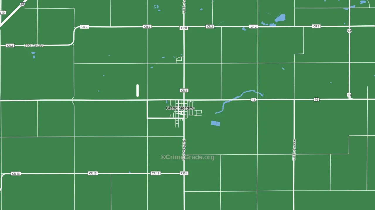 Grand Meadow, MN Map of Drug-Related Crime Rates