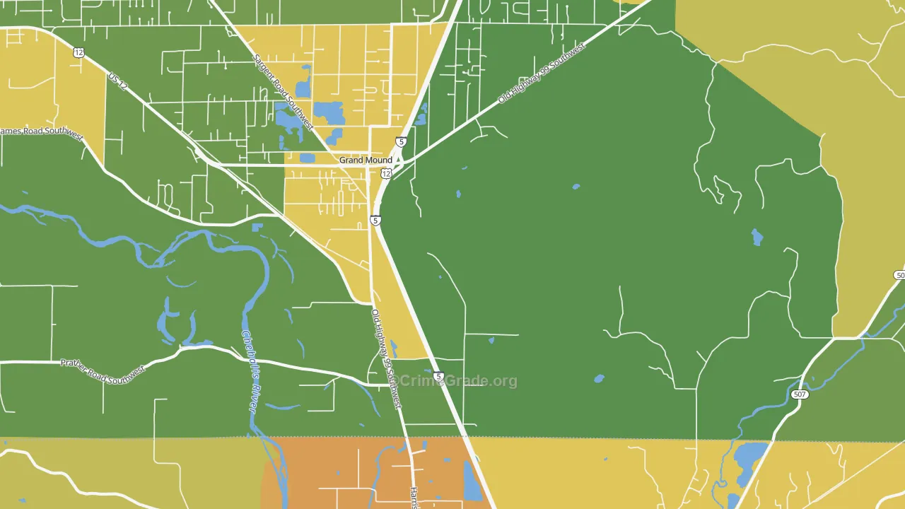 Grand Mound, WA Map of Drug-Related Crime Rates
