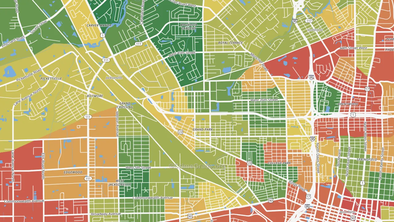 Grand Park, Jacksonville, FL Map of Drug-Related Crime Rates