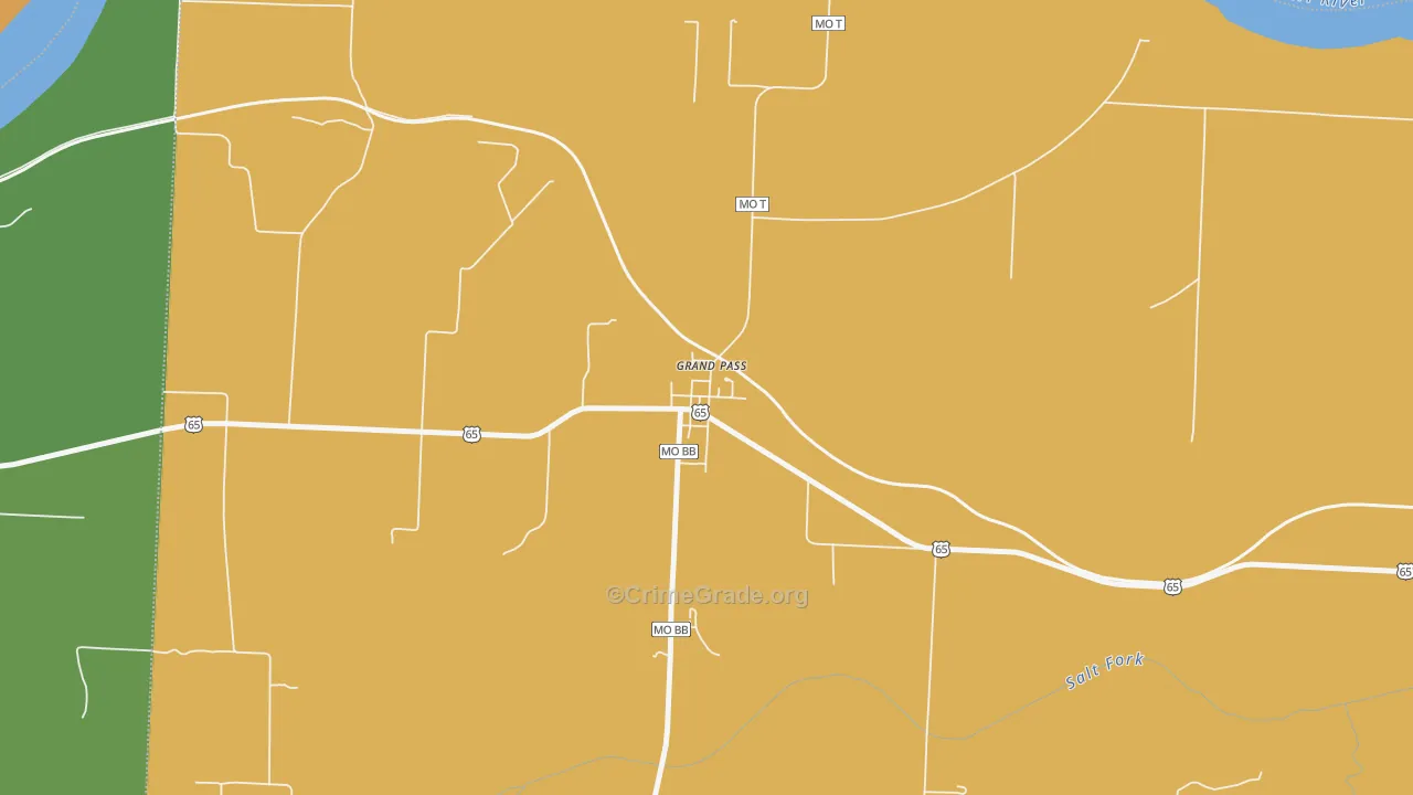 Grand Pass, MO Map of Drug-Related Crime Rates