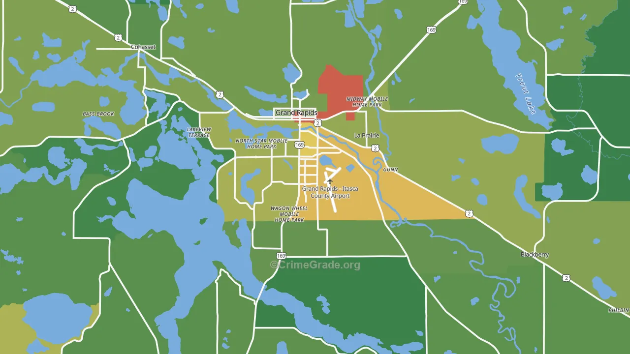 Grand Rapids, MN Map of Drug-Related Crime Rates