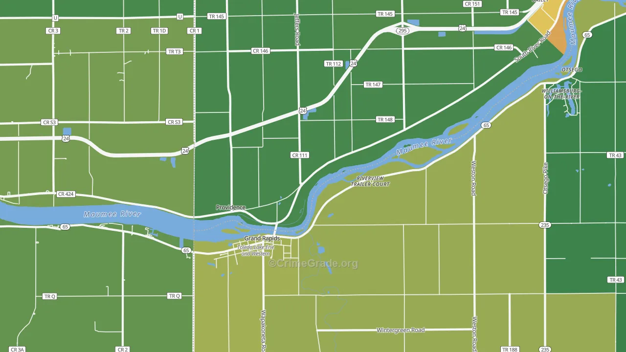 Grand Rapids, OH Map of Drug-Related Crime Rates