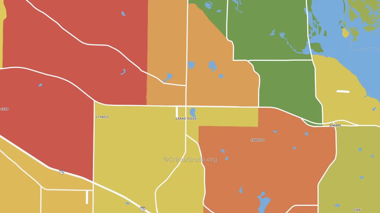 Grand Ridge, FL Map of Drug-Related Crime Rates