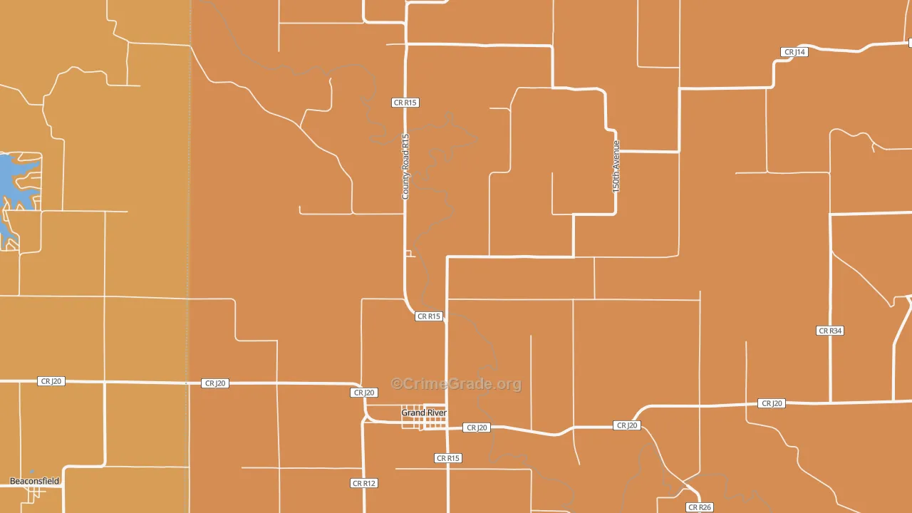 Grand River, IA Map of Drug-Related Crime Rates