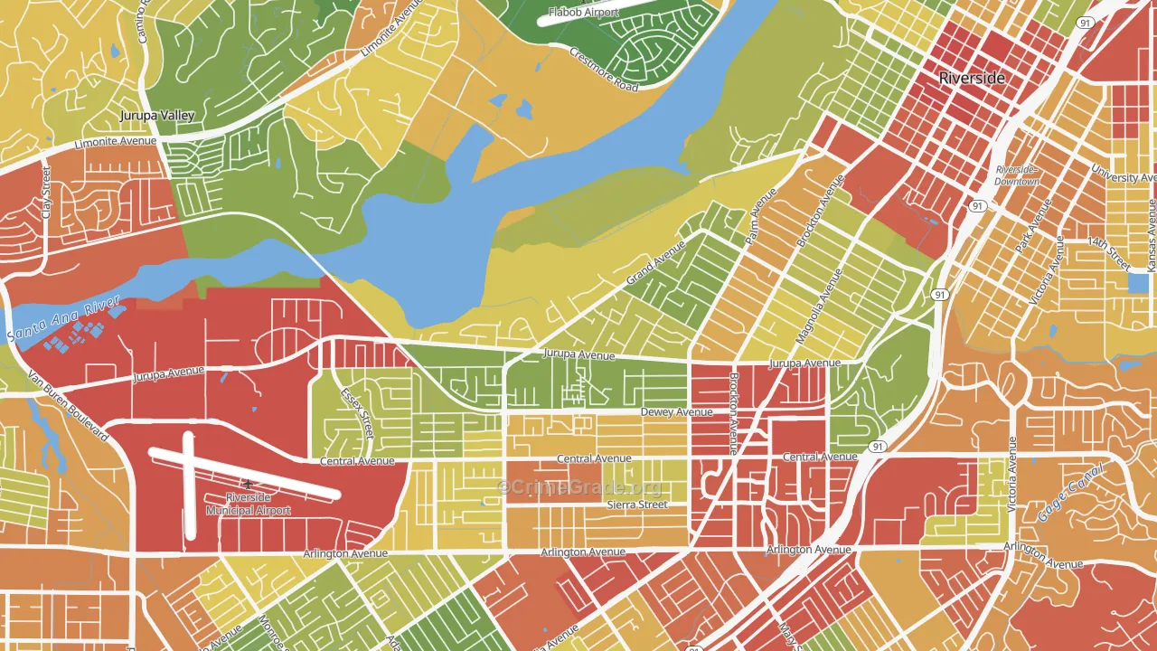 Grand, Riverside, CA Map of Drug-Related Crime Rates