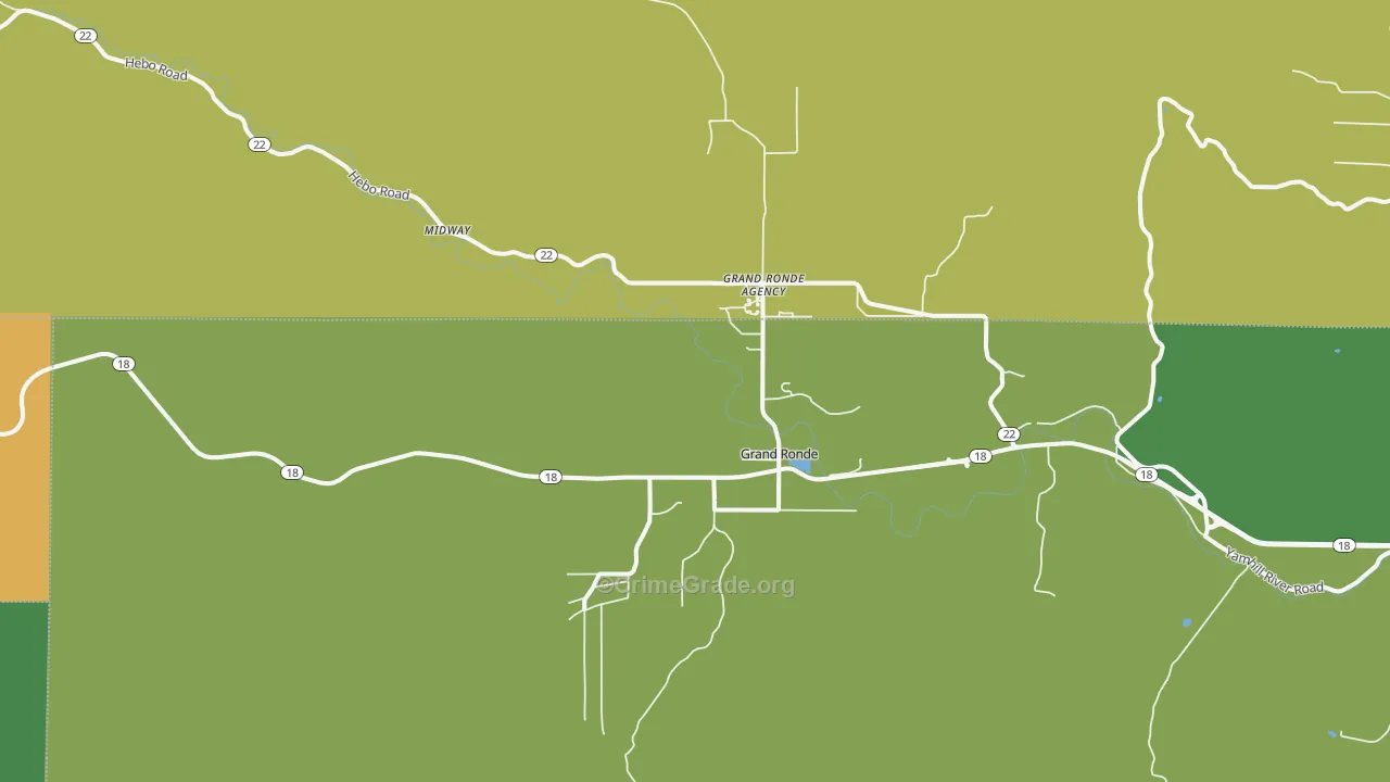 Grand Ronde, OR Map of Drug-Related Crime Rates