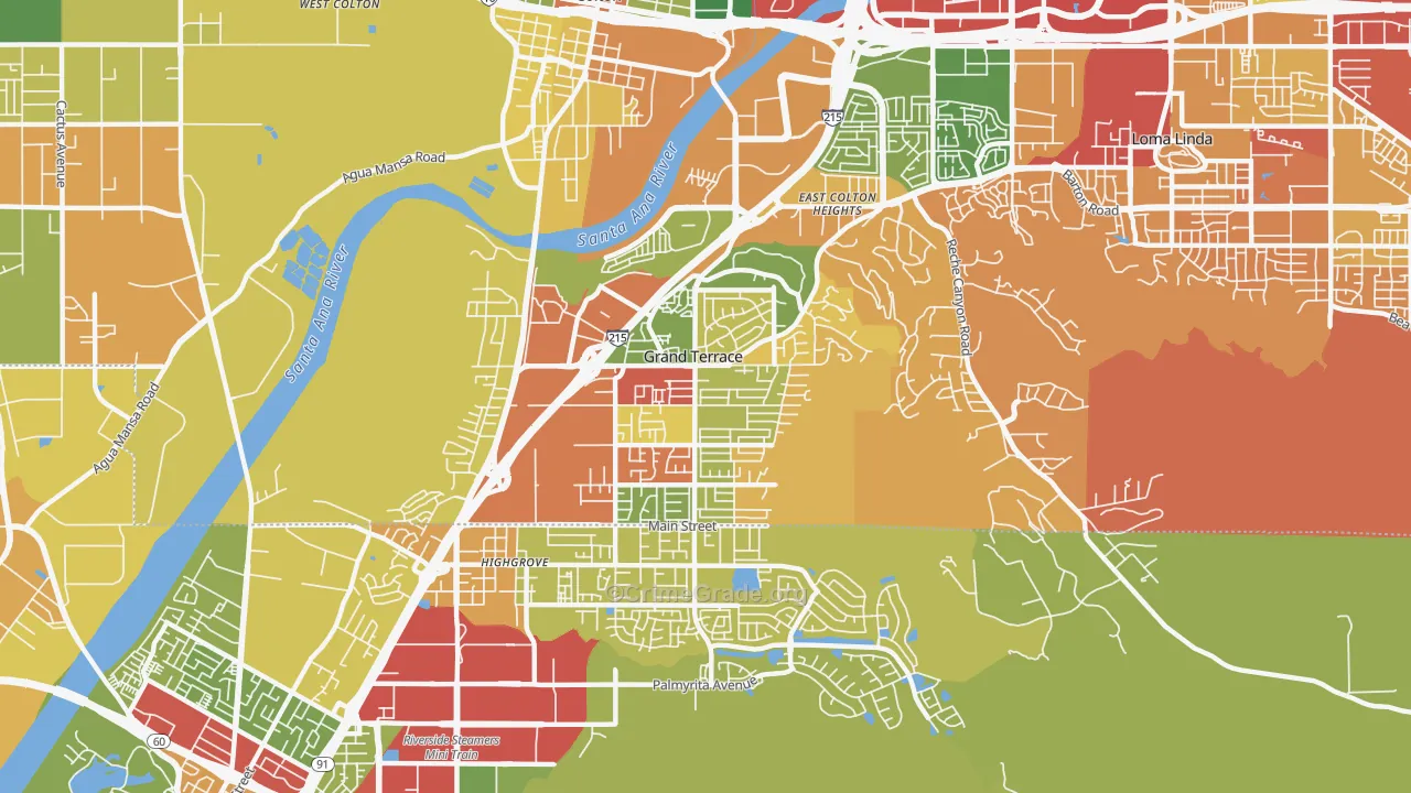 Grand Terrace, CA Map of Drug-Related Crime Rates