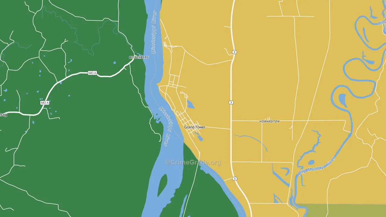 Grand Tower, IL Map of Drug-Related Crime Rates